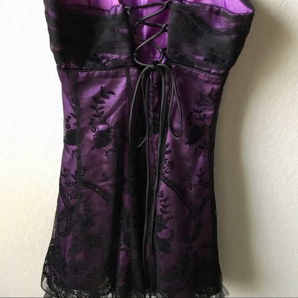 Purple + Mesh Detail Formal Dress - Picture 5 of 6